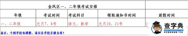 2015-2016学年宁夏小学生期末考试时间