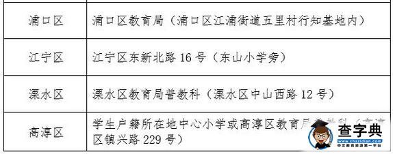 南京2016跨区小升初户籍办理登记地点一览表2