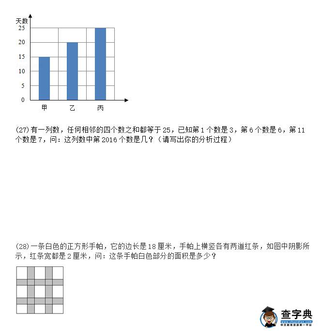 2016年江西景德镇小升初分班考试数学试卷6