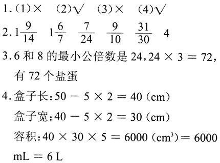 五年级下册数学长江全能学案第9章·练习二十八1